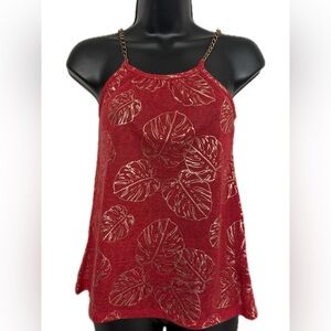 Women’s Red Sleeveless Chain-Strap Top – Size S